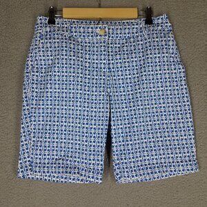 Tommy Bahama Chino Shorts Women's 10 Floral Hawaiian 9" Casual Golf Preppy Blue